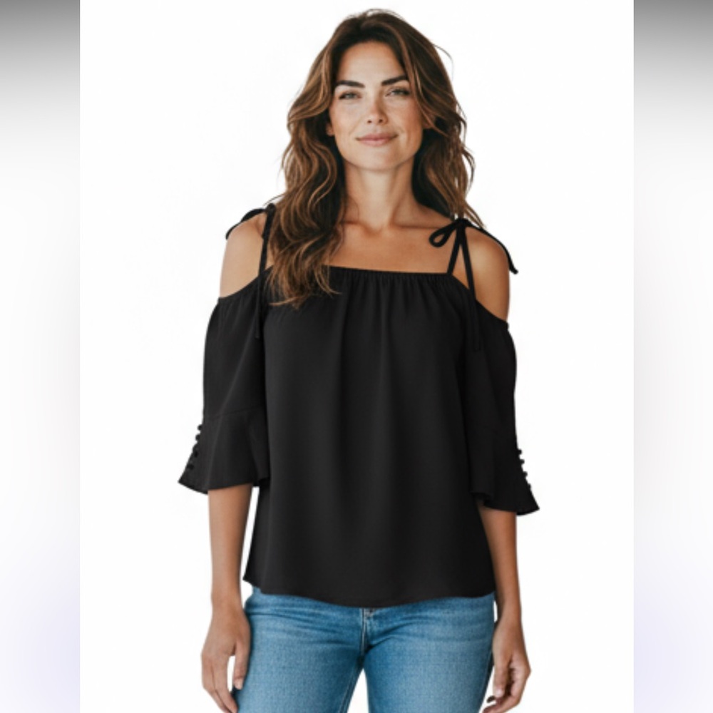 Black Cold Shoulder Top